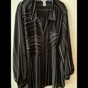 Black blouse with white stripes